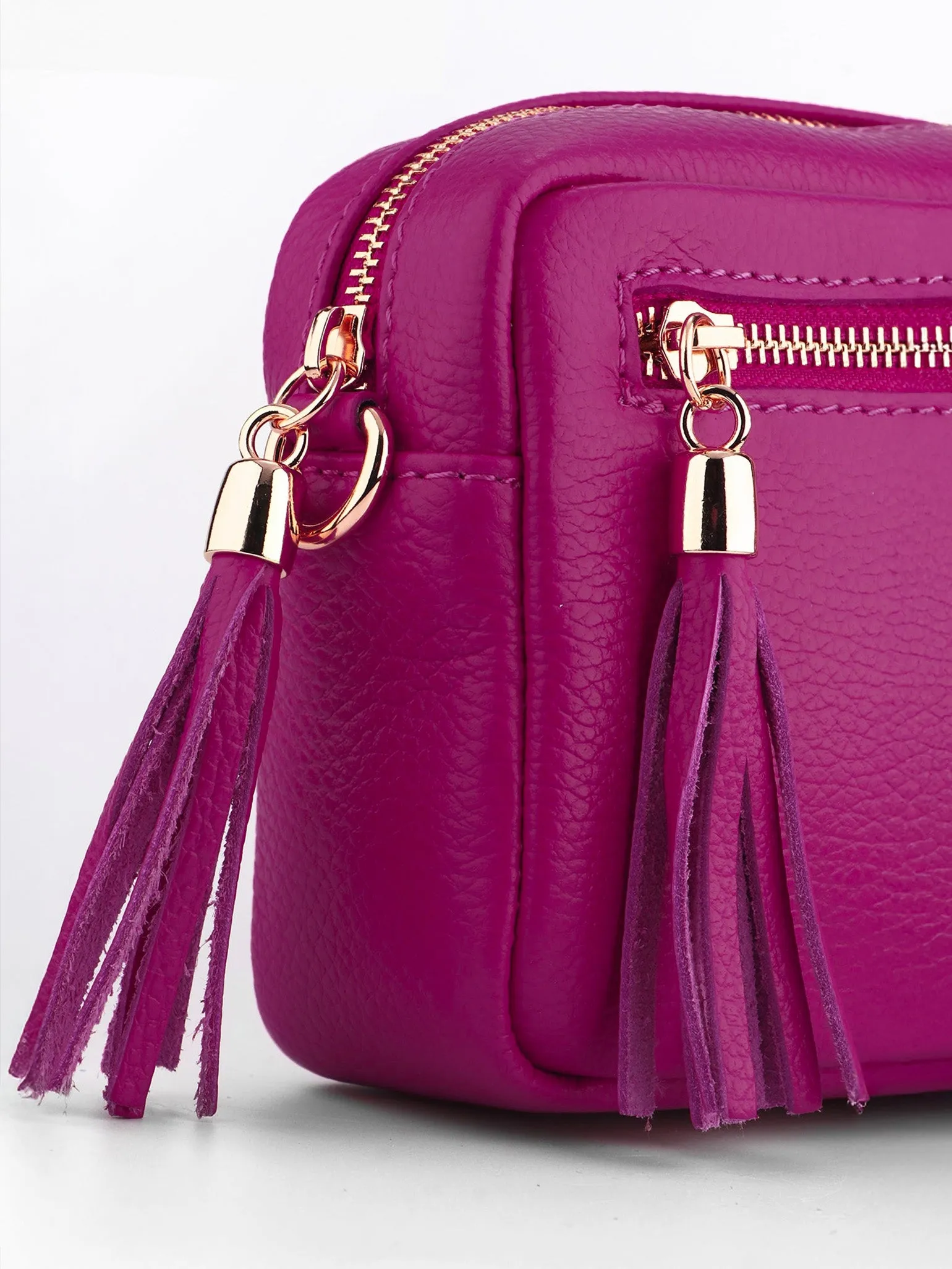 Fleur Italian Leather Crossbody Bag - Berry, Pebbled