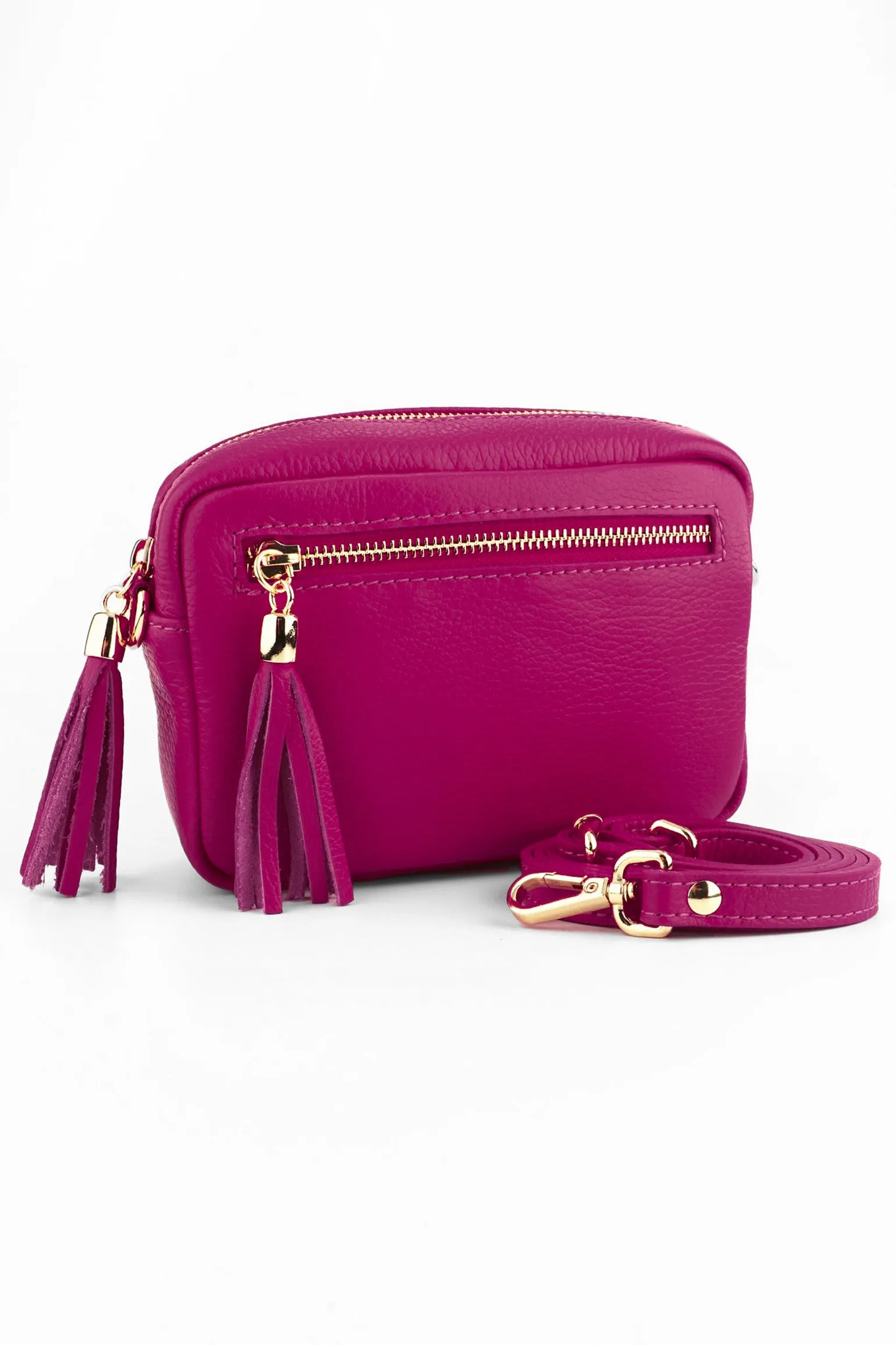 Fleur Italian Leather Crossbody Bag - Berry, Pebbled