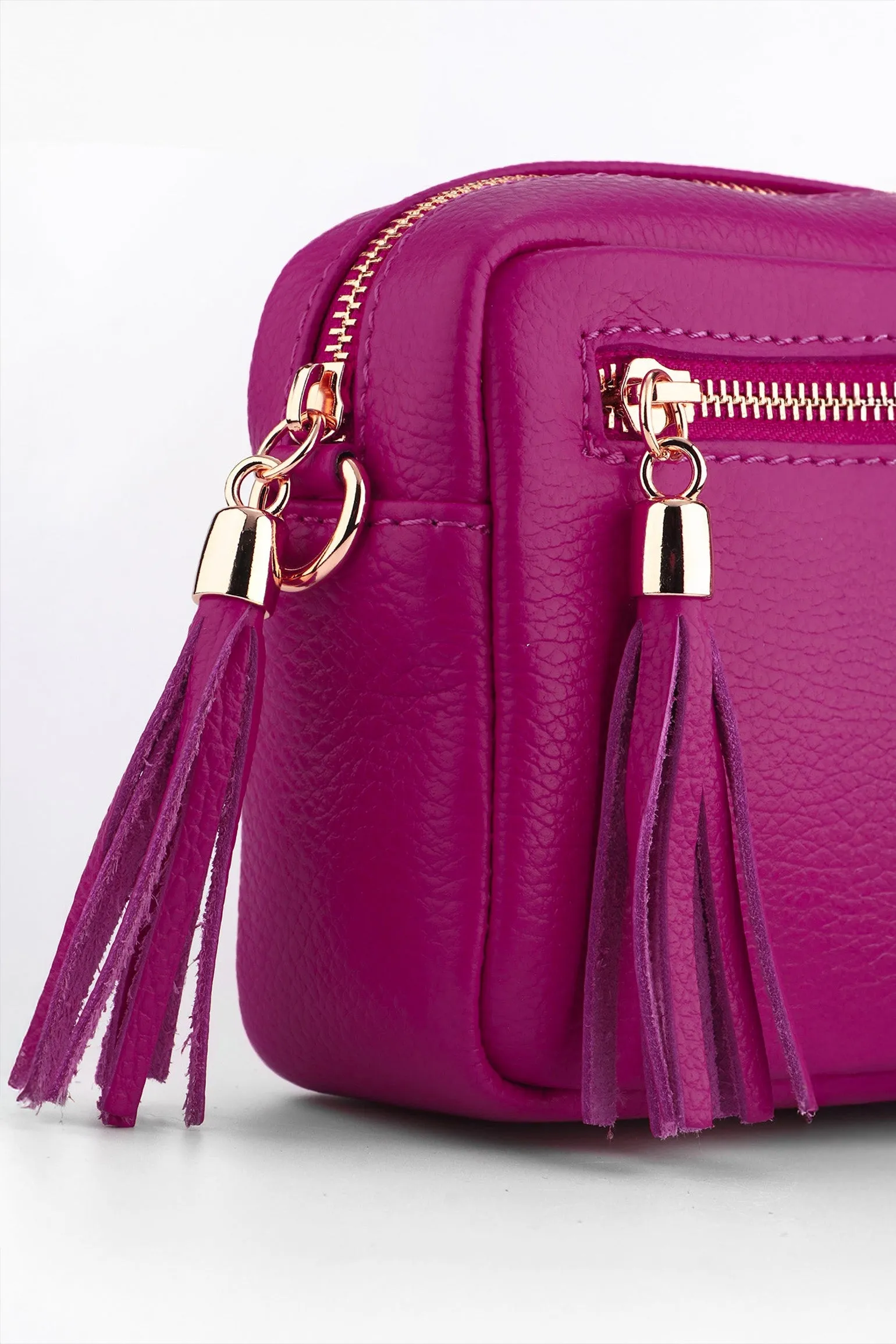 Fleur Italian Leather Crossbody Bag - Berry, Pebbled