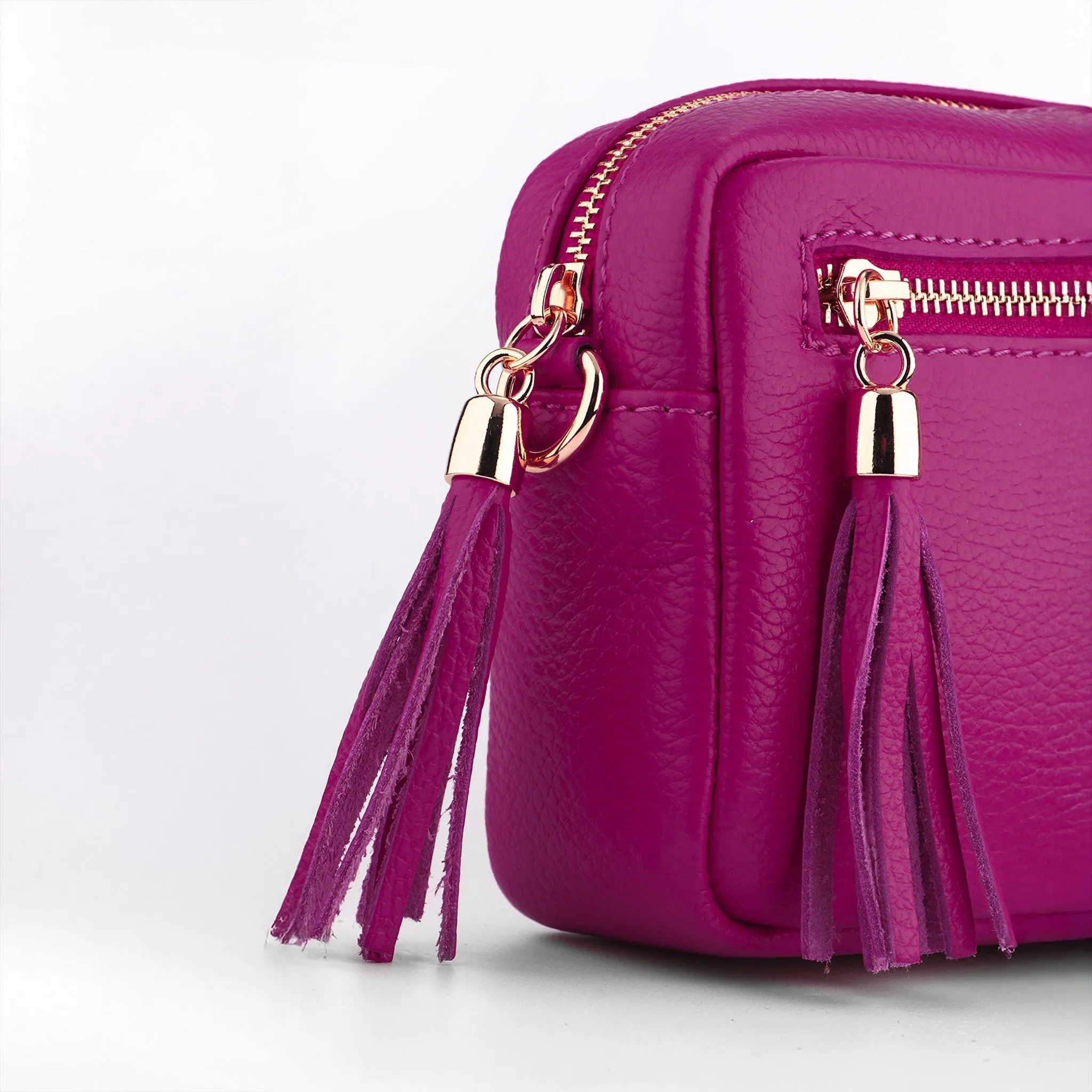 Fleur Italian Leather Crossbody Bag - Berry, Pebbled