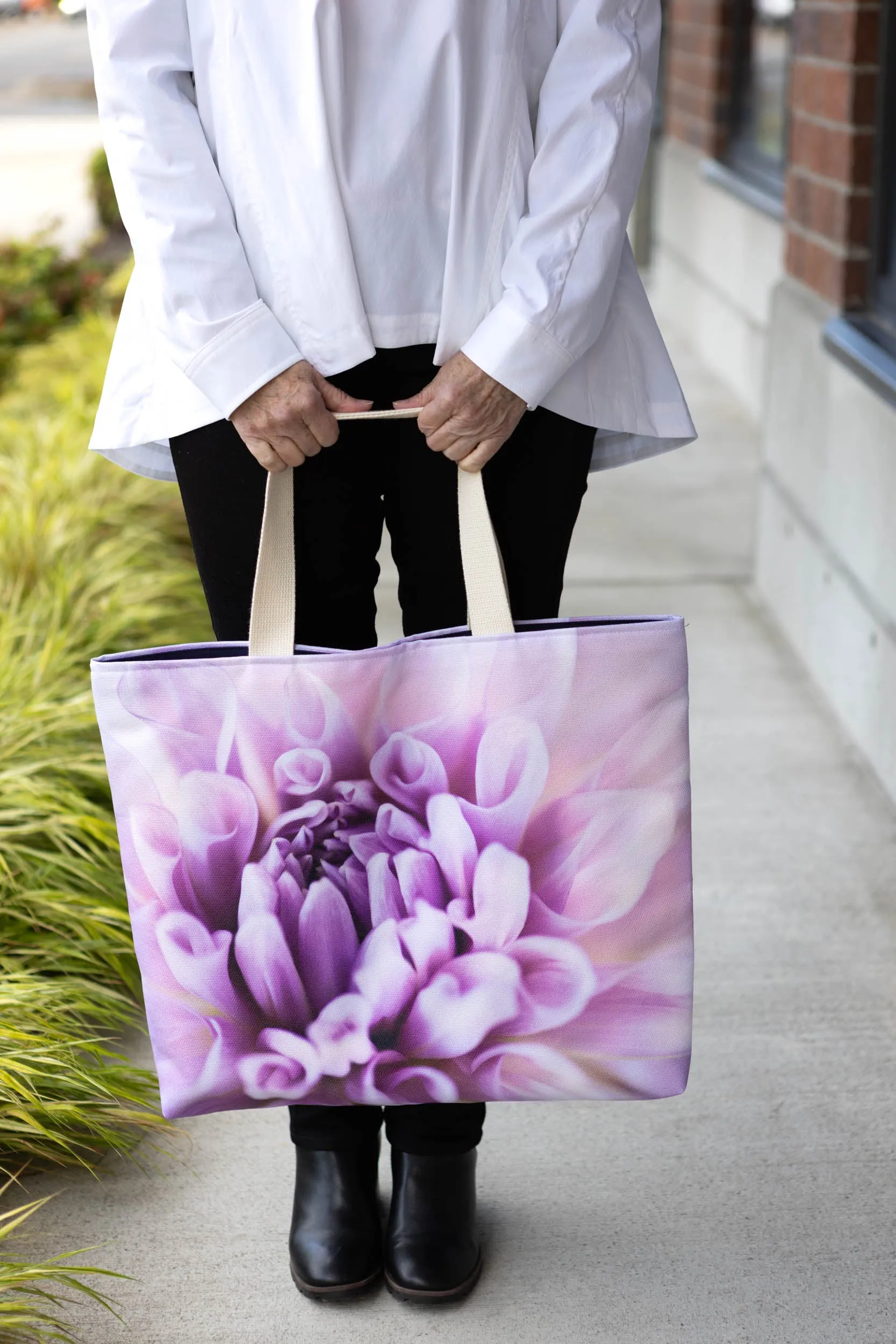 Floral Pink Dahlia Market Tote Bag