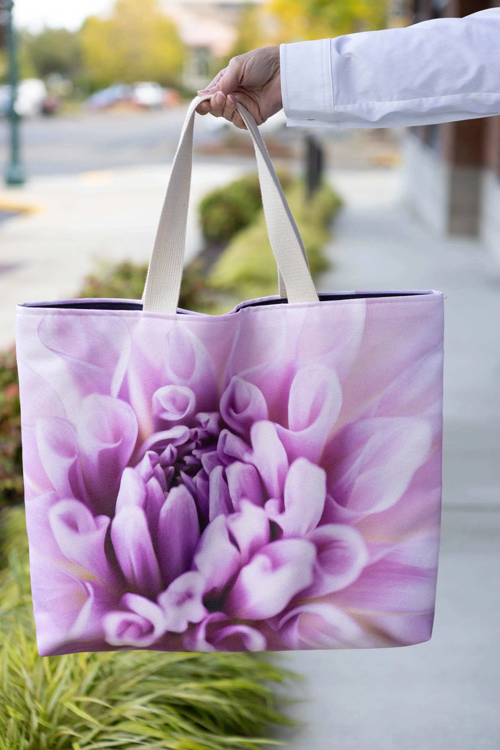 Floral Pink Dahlia Market Tote Bag
