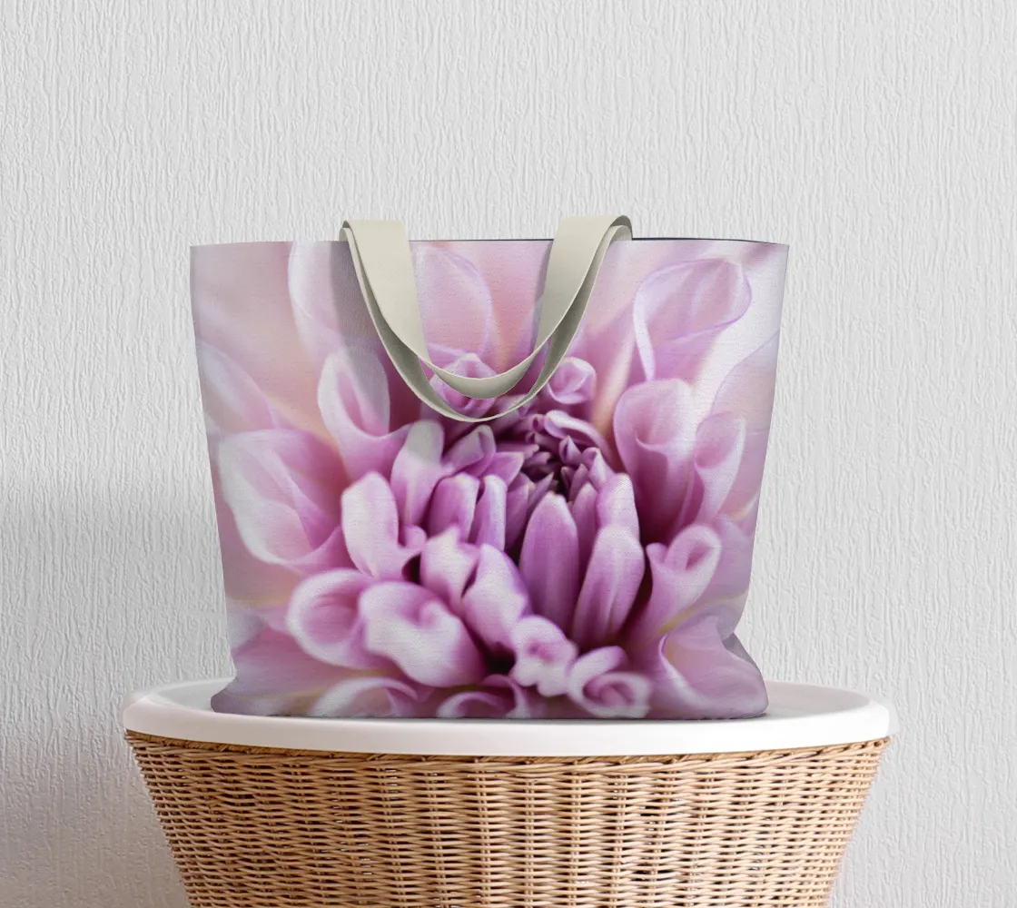 Floral Pink Dahlia Market Tote Bag