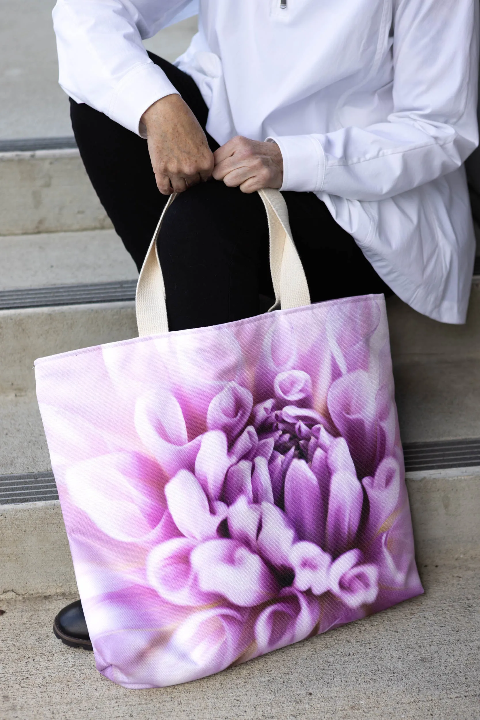 Floral Pink Dahlia Market Tote Bag
