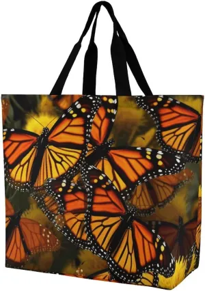 Flowers And Horses Hand Drawn Tote Bag for Women Reusable Grocery Shoulder Bag Shopping Bags for Travel, Groceries