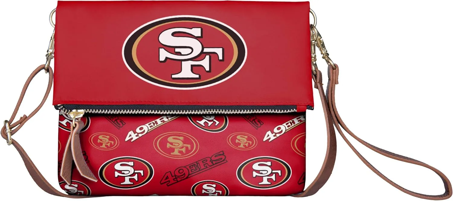 FOCO NFL Team Logo Printed Collection Foldover Purse Handbag Bag Tote