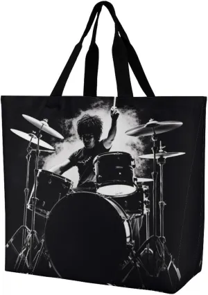 Foldable Grocery Bag Reusable Shopping Bag Grey Animals Tote Bag Casual Handbags for Work Shopping