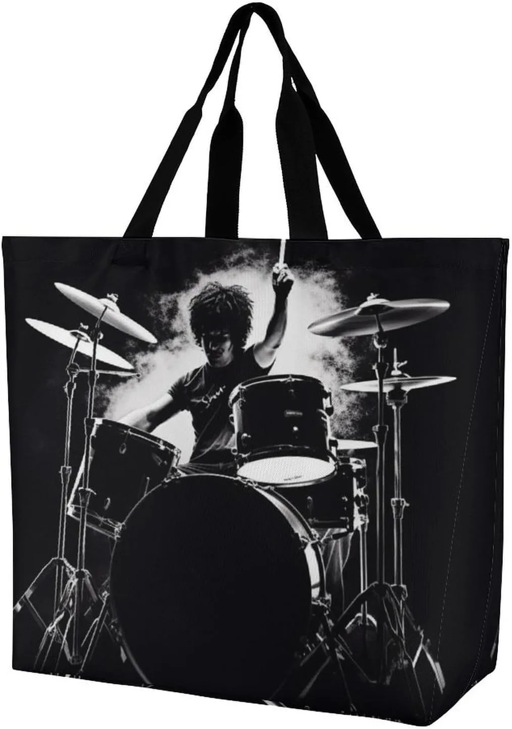 Foldable Grocery Bag Reusable Shopping Bag Grey Animals Tote Bag Casual Handbags for Work Shopping