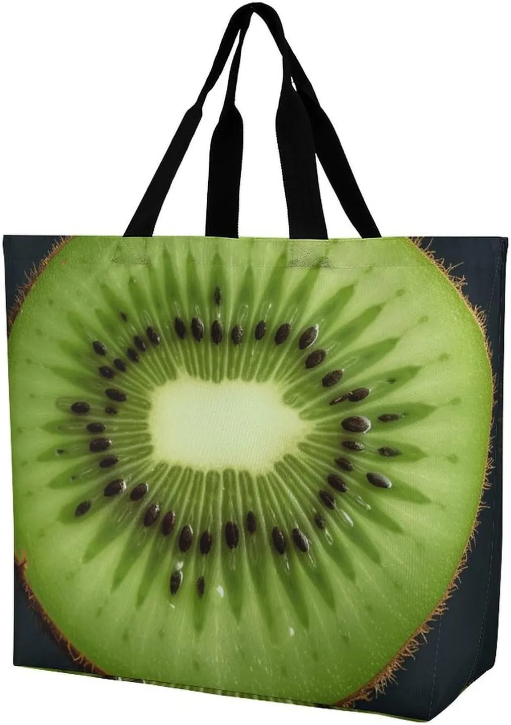 Foldable Grocery Bag Reusable Shopping Bag Kiwi Slice Tote Bag Casual Handbags for Work Shopping