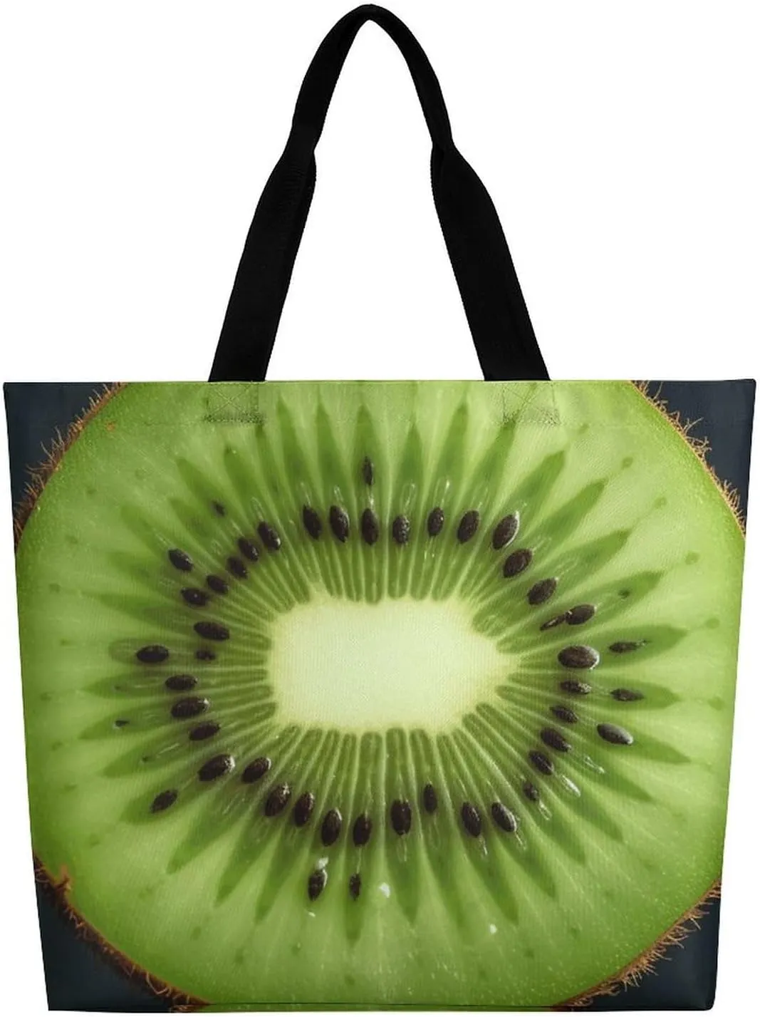 Foldable Grocery Bag Reusable Shopping Bag Kiwi Slice Tote Bag Casual Handbags for Work Shopping
