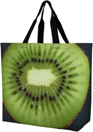 Foldable Grocery Bag Reusable Shopping Bag Kiwi Slice Tote Bag Casual Handbags for Work Shopping