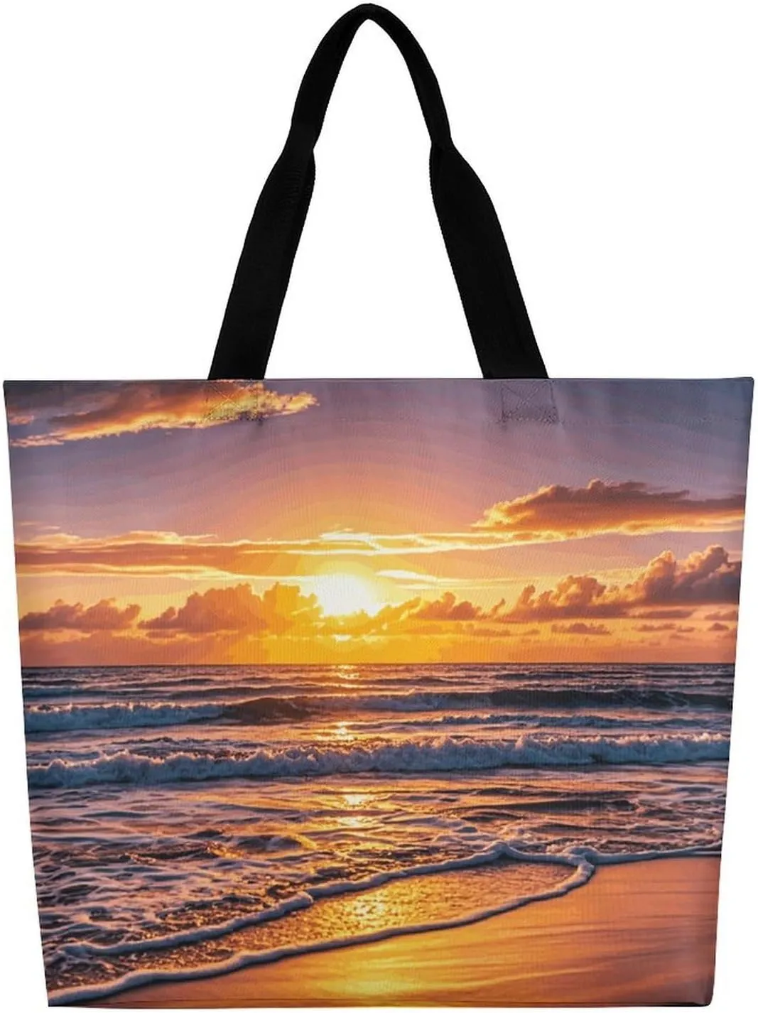 Foldable Grocery Bag Reusable Shopping Bag White Blooms Blue Butterflies Tote Bag Casual Handbags for Work Shopping