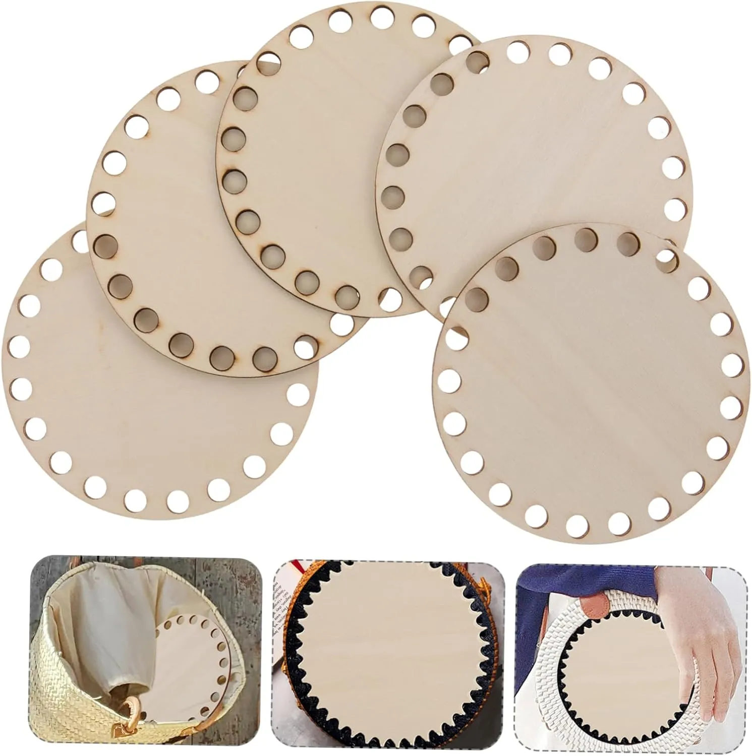 FOMIYES 5pcs Woven Bag Base DIY Wooden Wood Base for Crochet Wood Bag Bottom Basket Weaving Bottom Handbag Weaving Board Material Wooden Basket