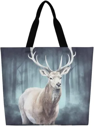 Forset Deer Tote Bag Large Women Casual Shoulder Bag Reusable Grocery Bag Fasion Handbag for Office Shopping Travel