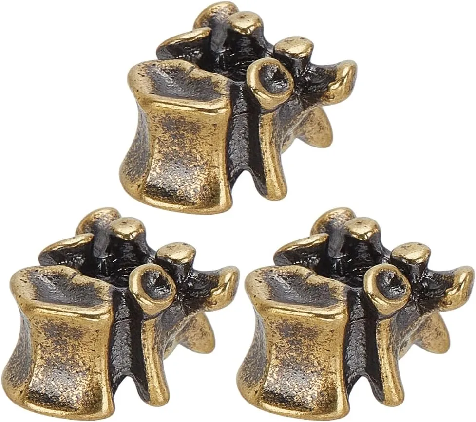 FREEBLOSS 3pcs Brass Spacer Beads Special Vertebra Style Knife Bead Retro Golden Brass Knife Lanyard Head Spacer Pendant for Outdoor Daily Use