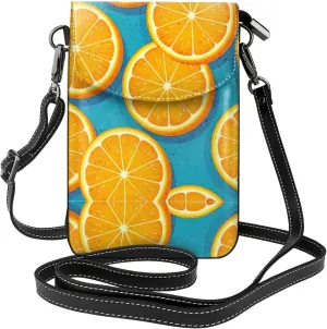 Fresh Orange Fruit Crossbody Bag For Women Leather Cellphone Shoulder Purses Fashion Travel Designer Wallet
