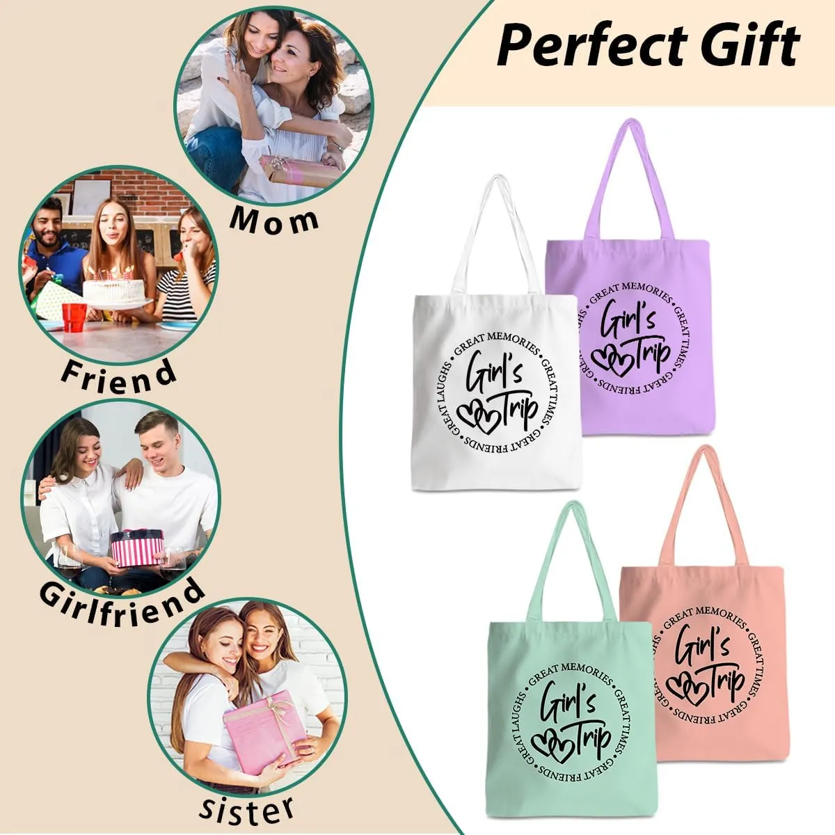 Friend Trip Gifts Favors 2025, Sister Weekend Gifts Tote Bag Goodie Gifts, Bestie Gifts Vacation Weekend Bag Friendship Gifts