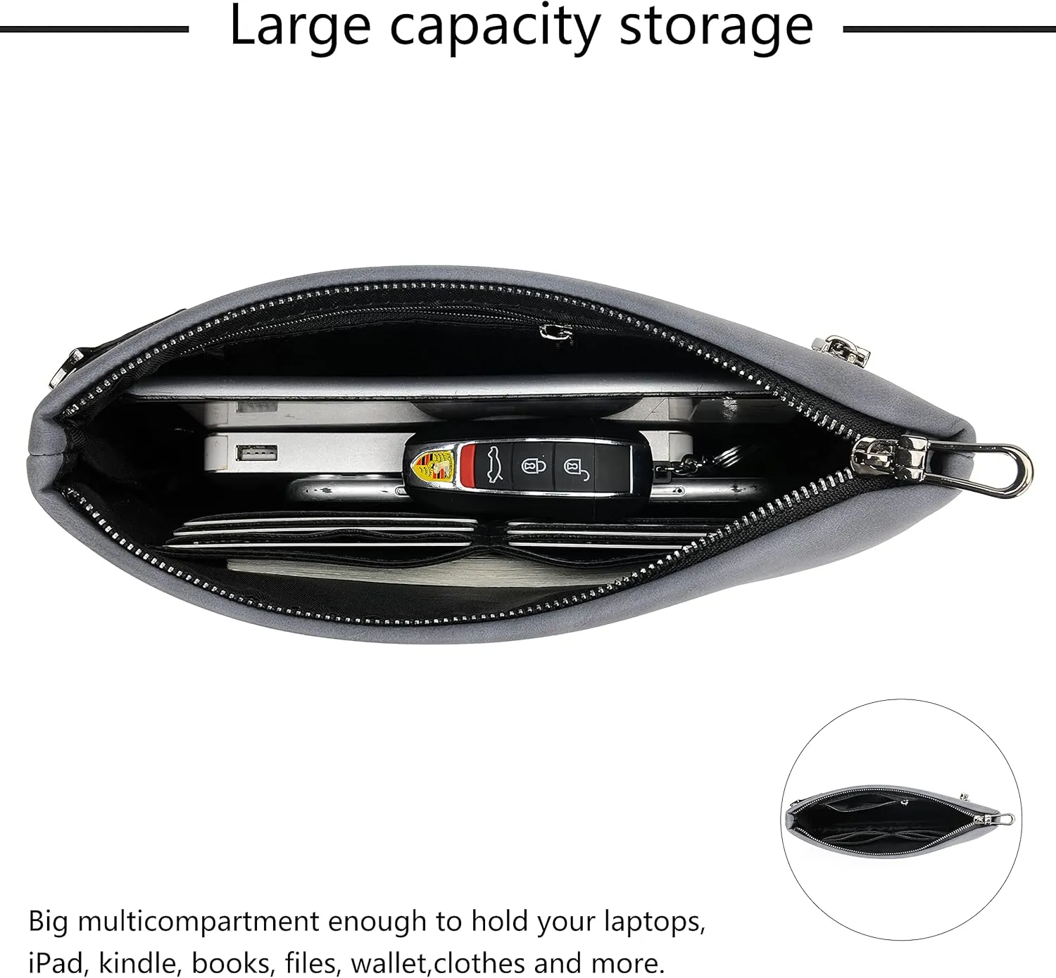 FSD.WG Mens Clutch Bag Man Purse Handbag 12 inches Large Hand Bag Big Clutch Wallet 3 COLOR