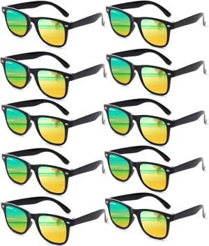 Fsmiling Black Sunglasses Bulk Adult Party Sunglasses 80s Sunglasses Pack for Men Women Party Favors -10Pack