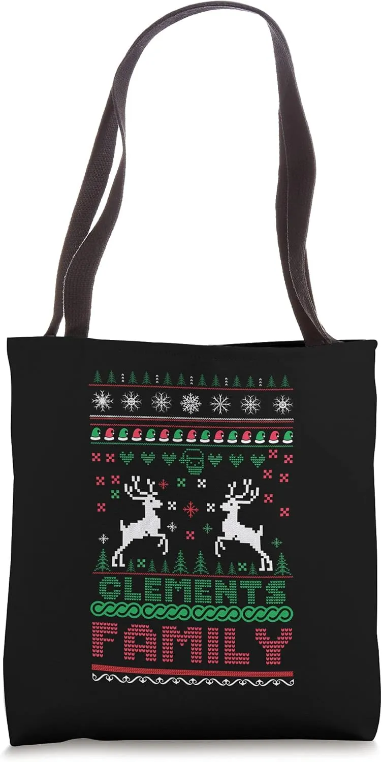 Funny matching ugly Christmas family name Clements Tote Bag