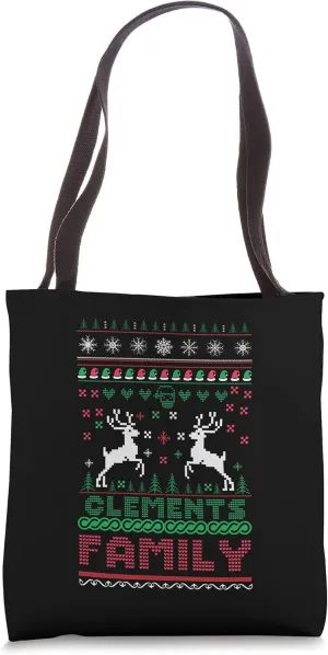 Funny matching ugly Christmas family name Clements Tote Bag