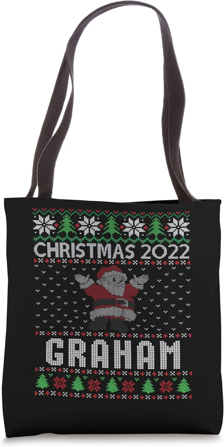 Funny Matching Ugly Christmas Personalized Name Graham Tote Bag
