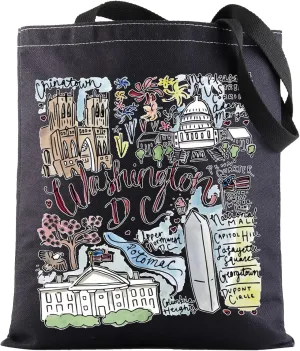 G2TUP DC Travel Tote Bag - Washington Landmarks Souvenir Gift Shoulder Bag