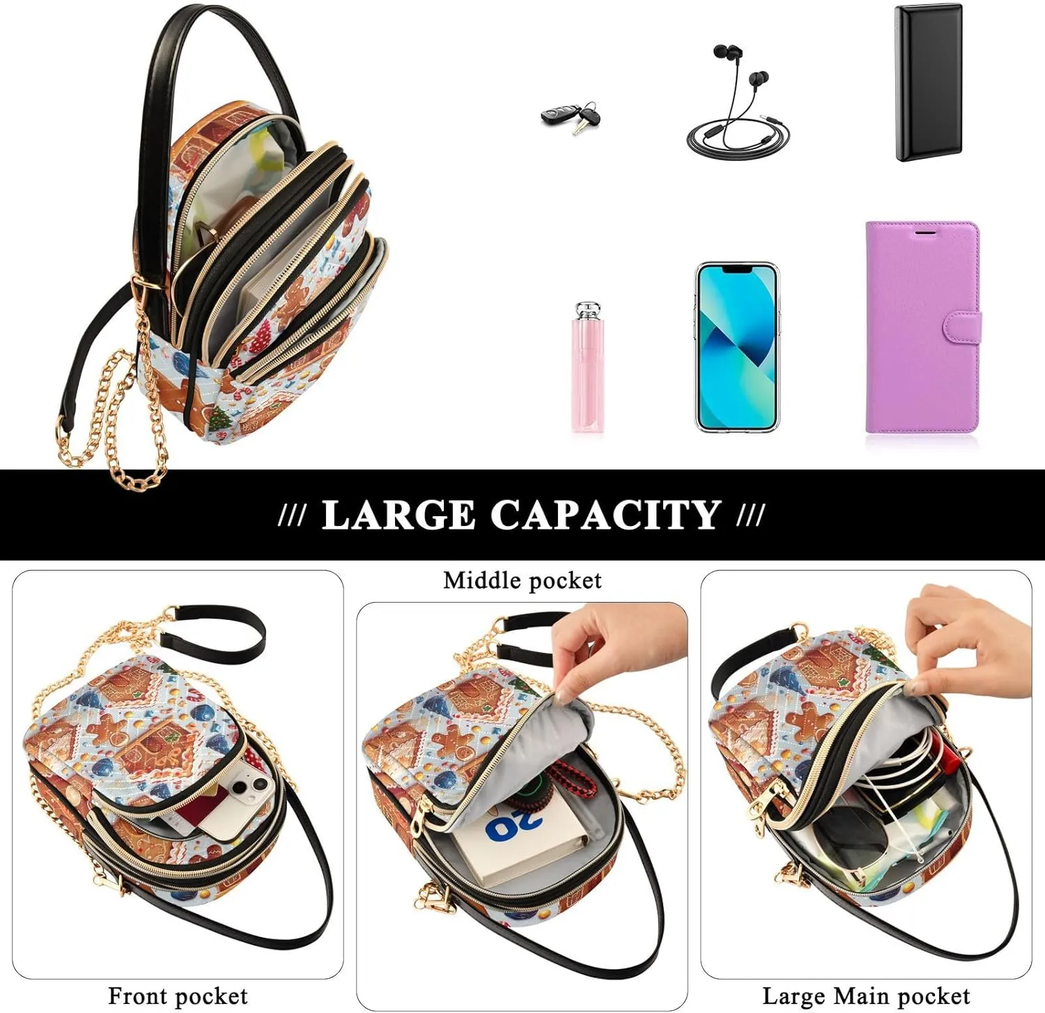 GAIGEO Orange Fall Leaves Handbag with Shoulder Strap, Women's Crossbody, Ladies Crossbody Bag