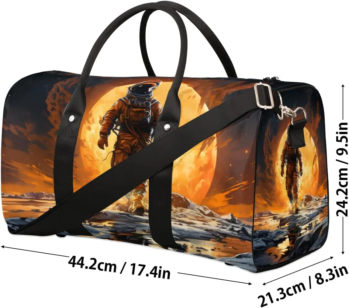 Galaxy Space Astronaut Travel Duffel Bag for Women Men Waterproof Foldable Overnight Weekender Bag Large Capacity Sports Gym Bag
