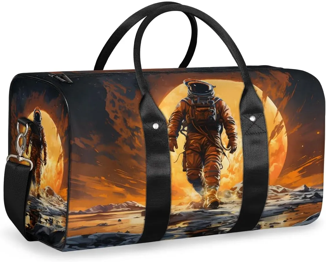 Galaxy Space Astronaut Travel Duffel Bag for Women Men Waterproof Foldable Overnight Weekender Bag Large Capacity Sports Gym Bag