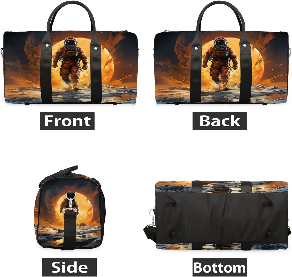 Galaxy Space Astronaut Travel Duffel Bag for Women Men Waterproof Foldable Overnight Weekender Bag Large Capacity Sports Gym Bag