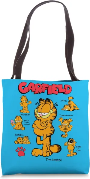 Garfield Classic Multi Pose Moods Logo/Pawprint "The Legend" Tote Bag