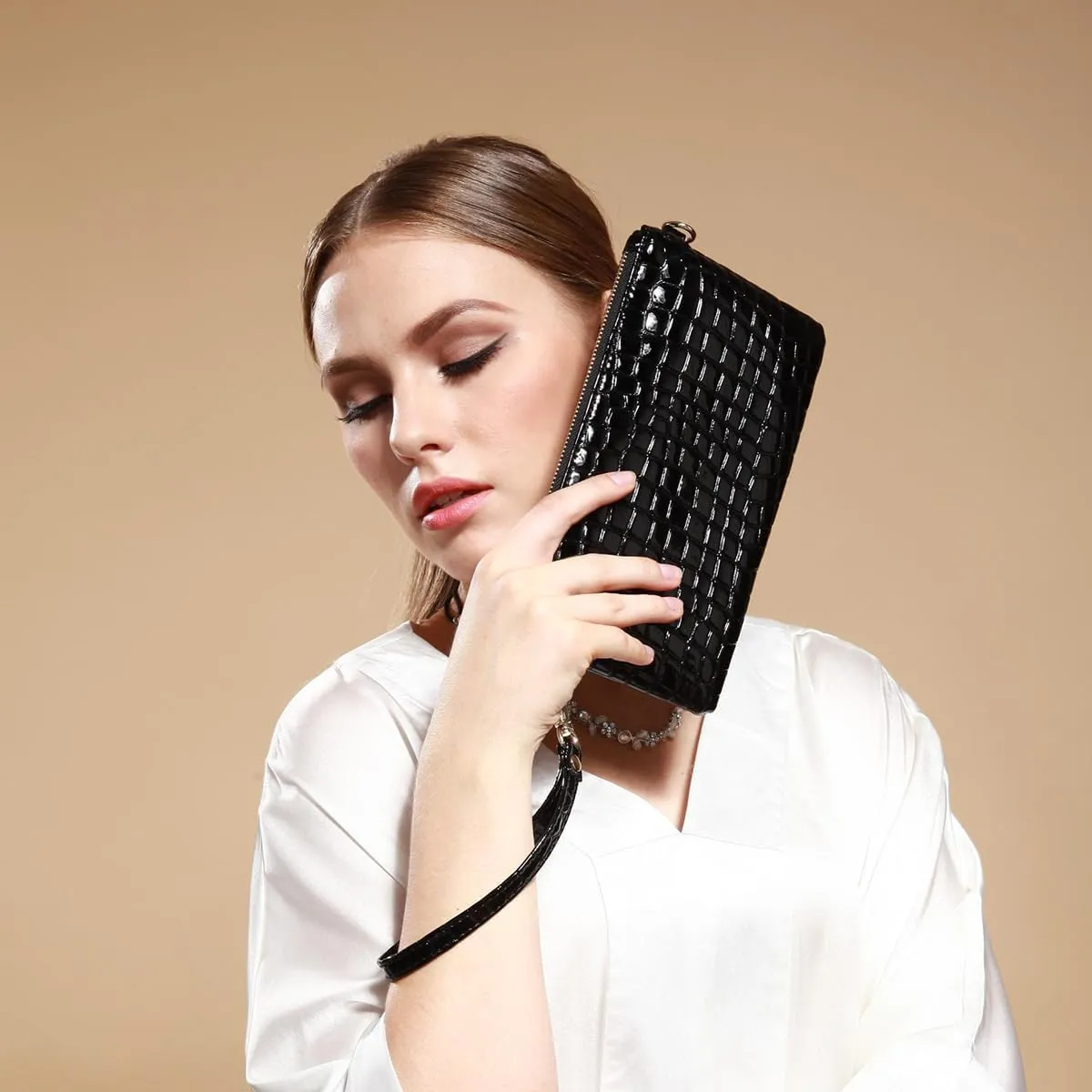 Genuine leather envelope handbag for women,chain strap single shoulder crossbody women's small bag