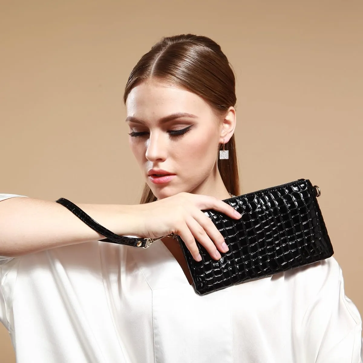 Genuine leather envelope handbag for women,chain strap single shoulder crossbody women's small bag