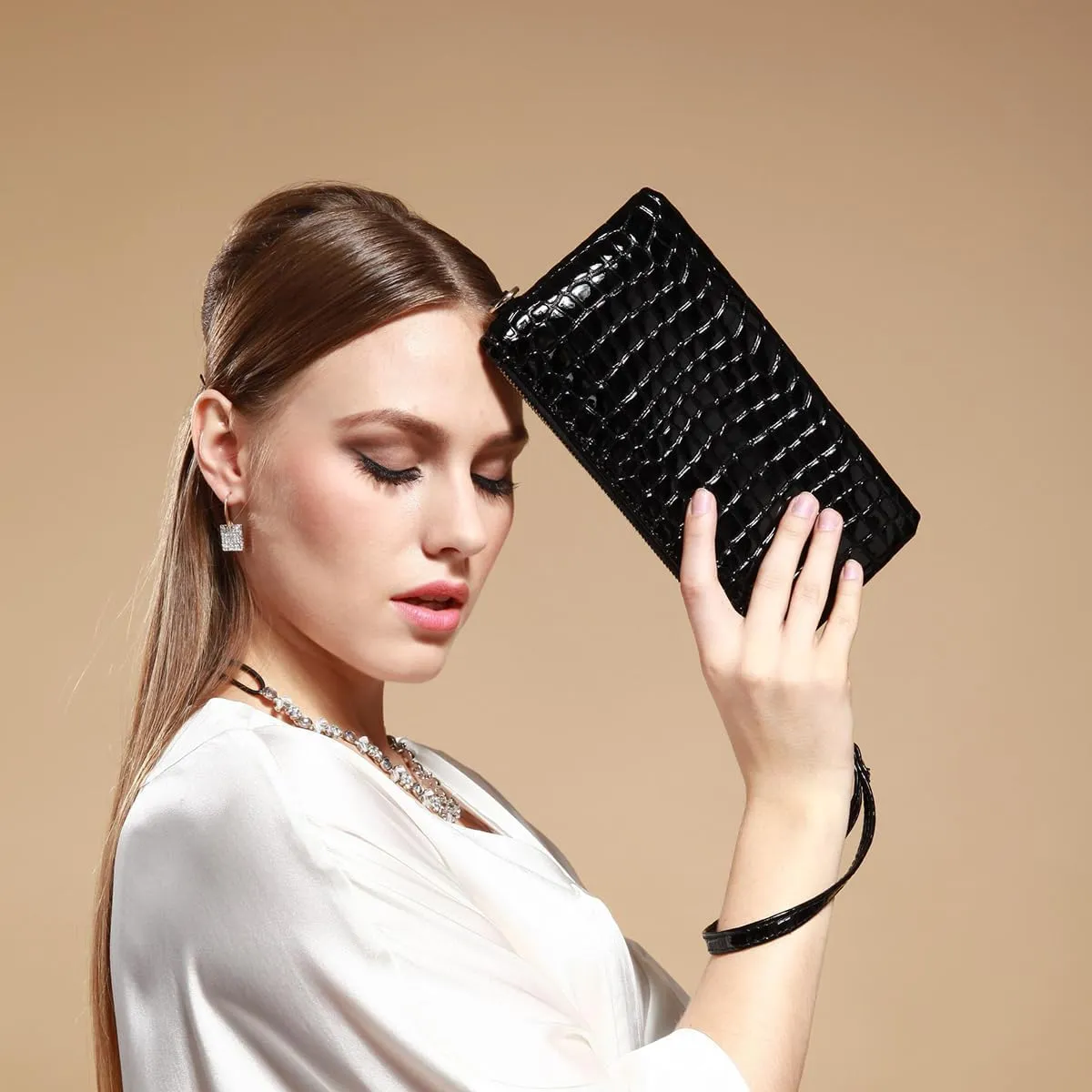 Genuine leather envelope handbag for women,chain strap single shoulder crossbody women's small bag