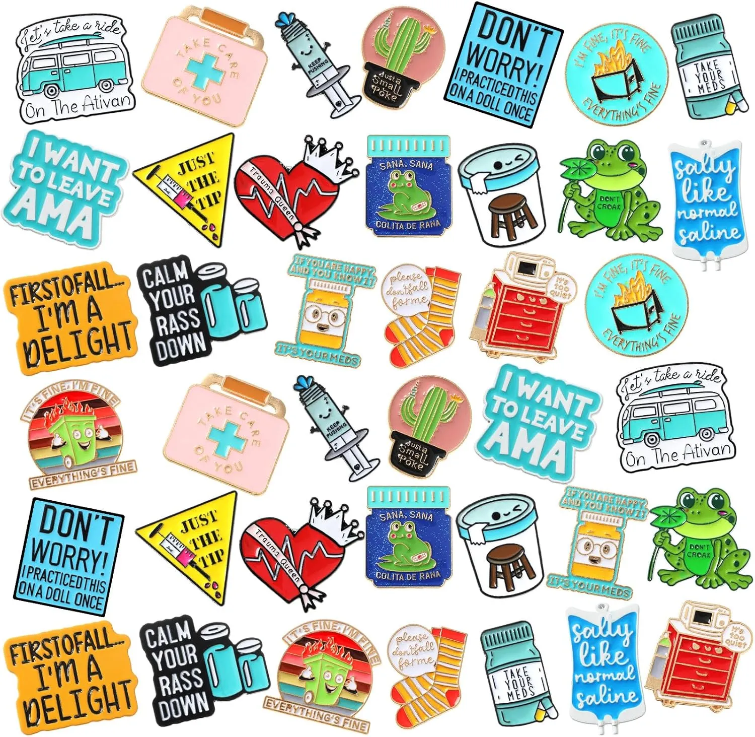 Giegxin 40 Pcs Funny Enamel Pins for Nurse Nursing Medical Brooches for Backpacks Cute Novel Lapel Pins Bulk for Humorous Nurse Doctor Healthcare Medical Gift