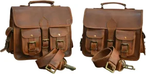 GifteQ Leather Motorcycle Saddle Bags Messenger Saddle Bag Bike Motorcycle Accessories Bicycle Tool Bag Luggage Bag for Motorcycles (Set of 2)(10 x 13 x 3.5 inches)