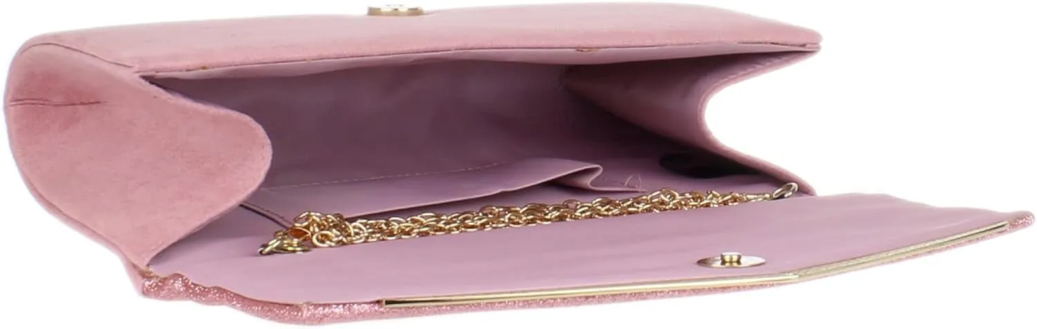 Girly HandBags Womens Glitter Flap Clutch Bag