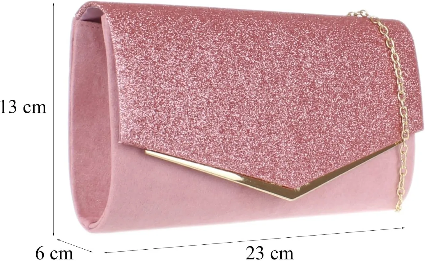Girly HandBags Womens Glitter Flap Clutch Bag