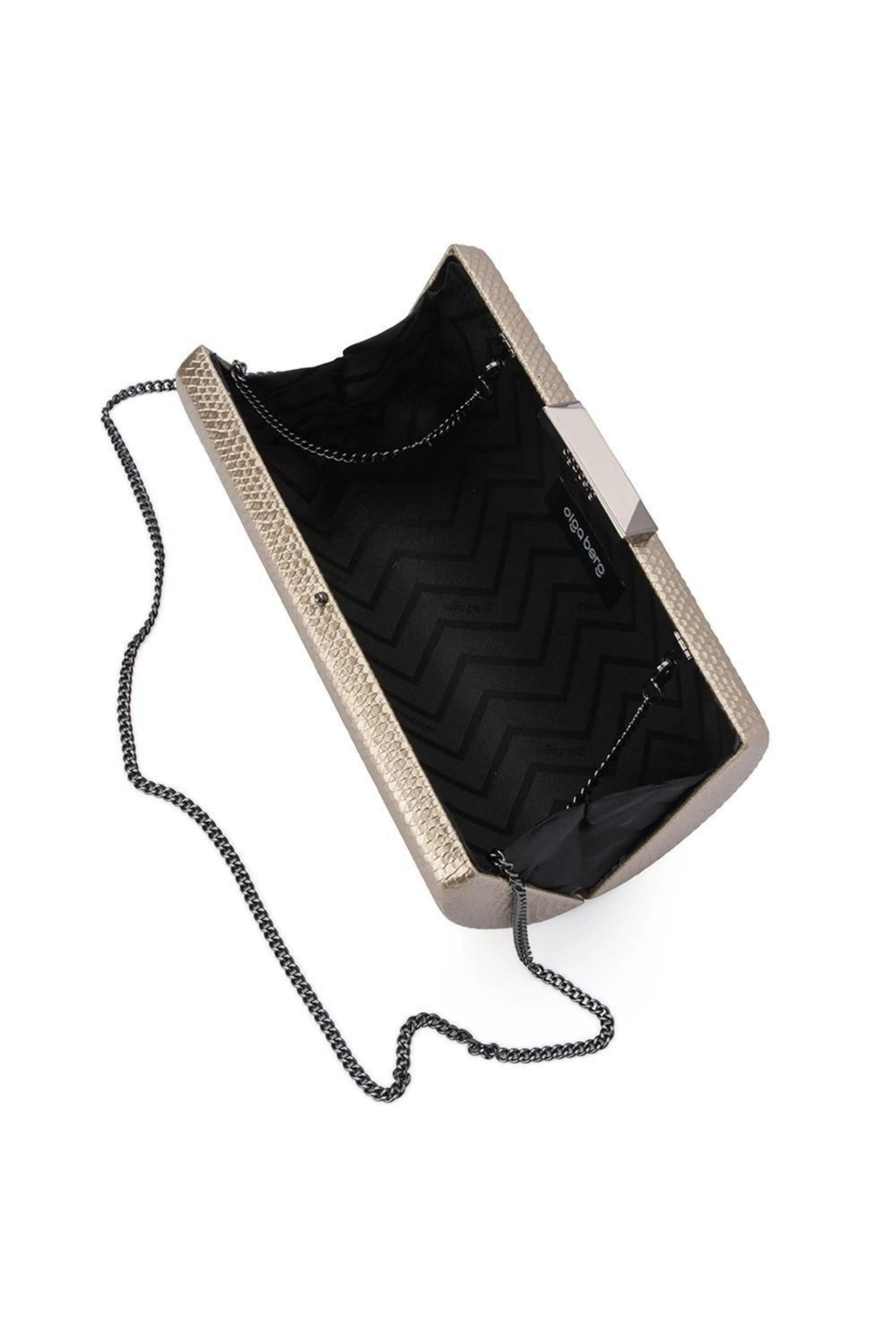 Giselle Metallic Reptile Clutch - Pewter