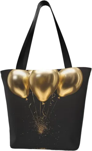 Golden Balloon printed Shoulder bag Canvas Shopping Bag Fashion Handbag
