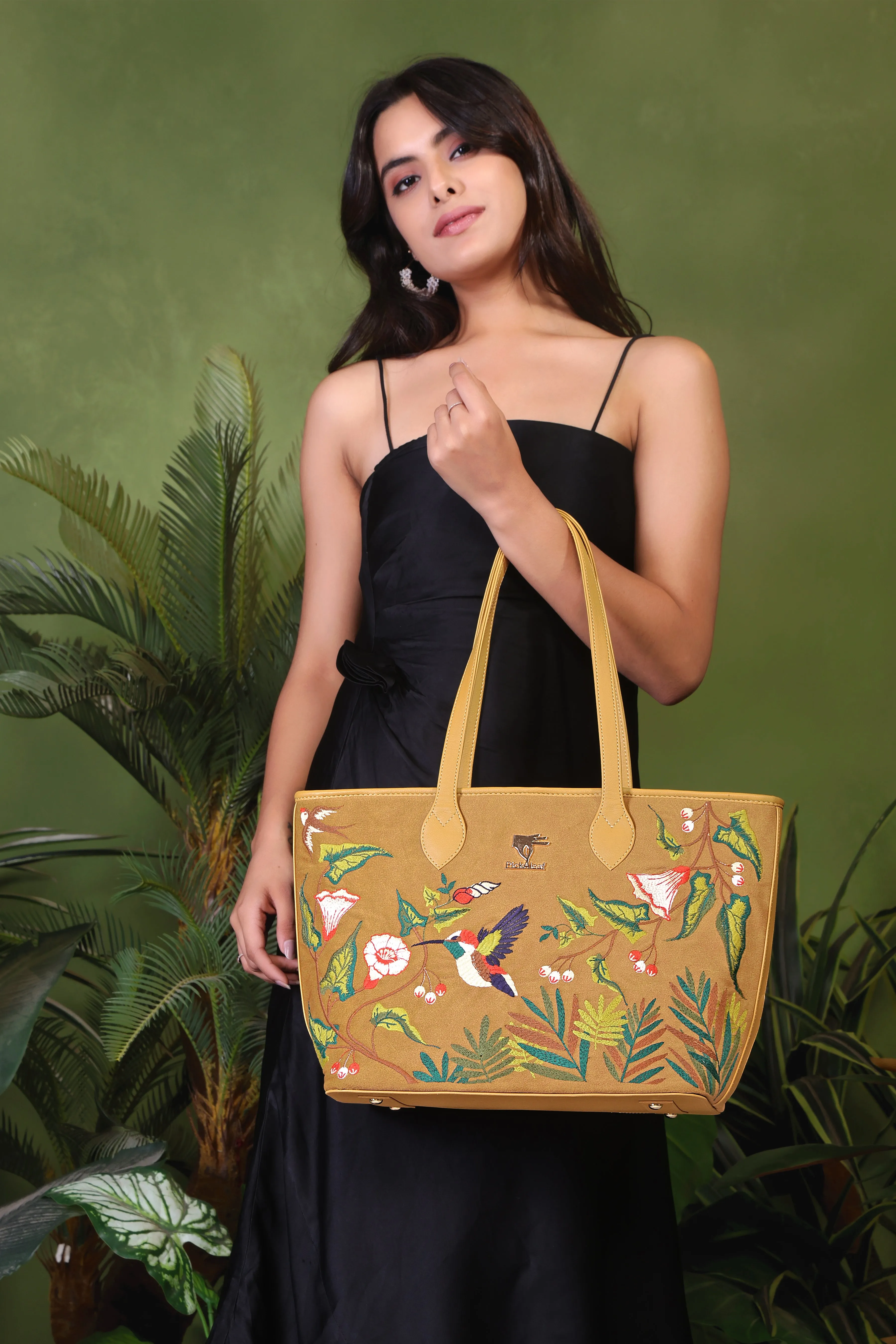 Golden Flora Large Tote Bag