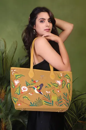 Golden Flora Large Tote Bag