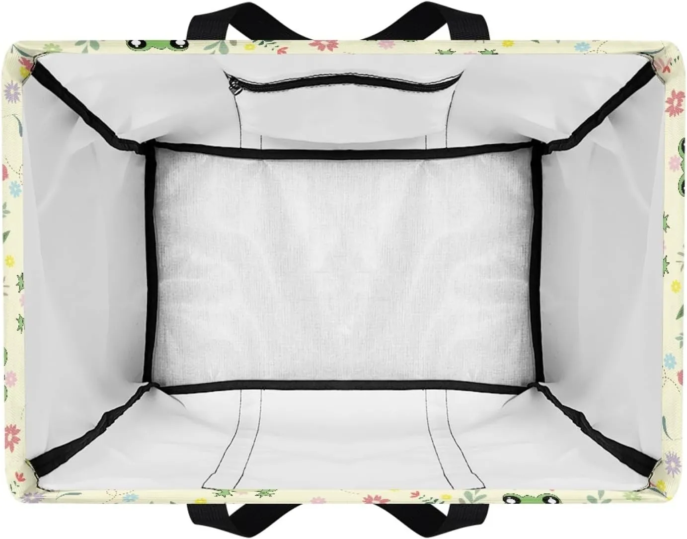 GOSTONG Funny Frog Flower Stand Up Utility Tote Bag 13x15 Inch Large Capacity Foldable Shopping Tote Purse with Long Handles and One Mesh Pocket for Grocery Stores