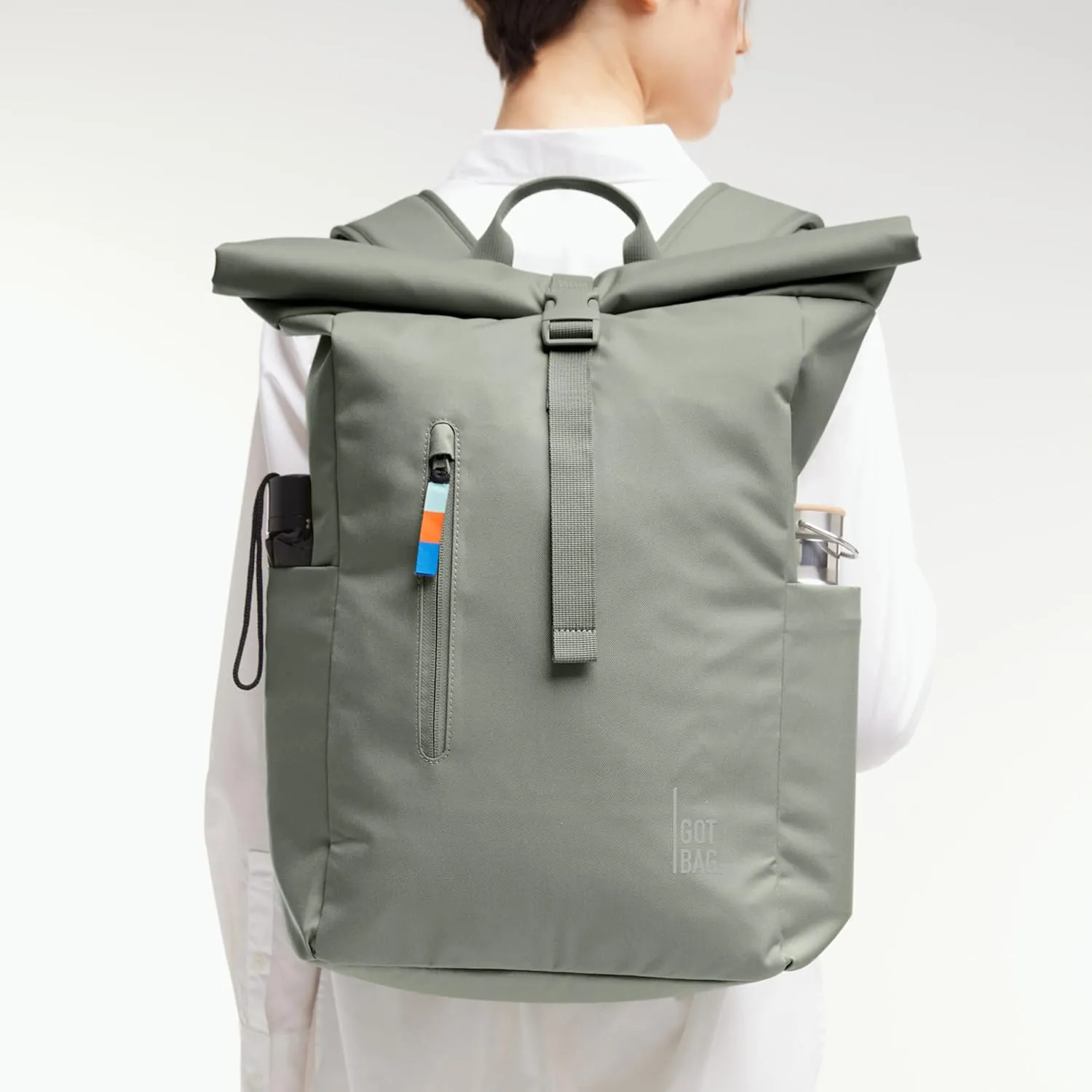 GOT BAG - ROLLTOP EASY Backpack, Backpack for Hiking & Travel with a 16” Laptop Sleeve, Eco-Conscious Bag Made of Recycled Ocean Impact Plastic™ (Bass Color)