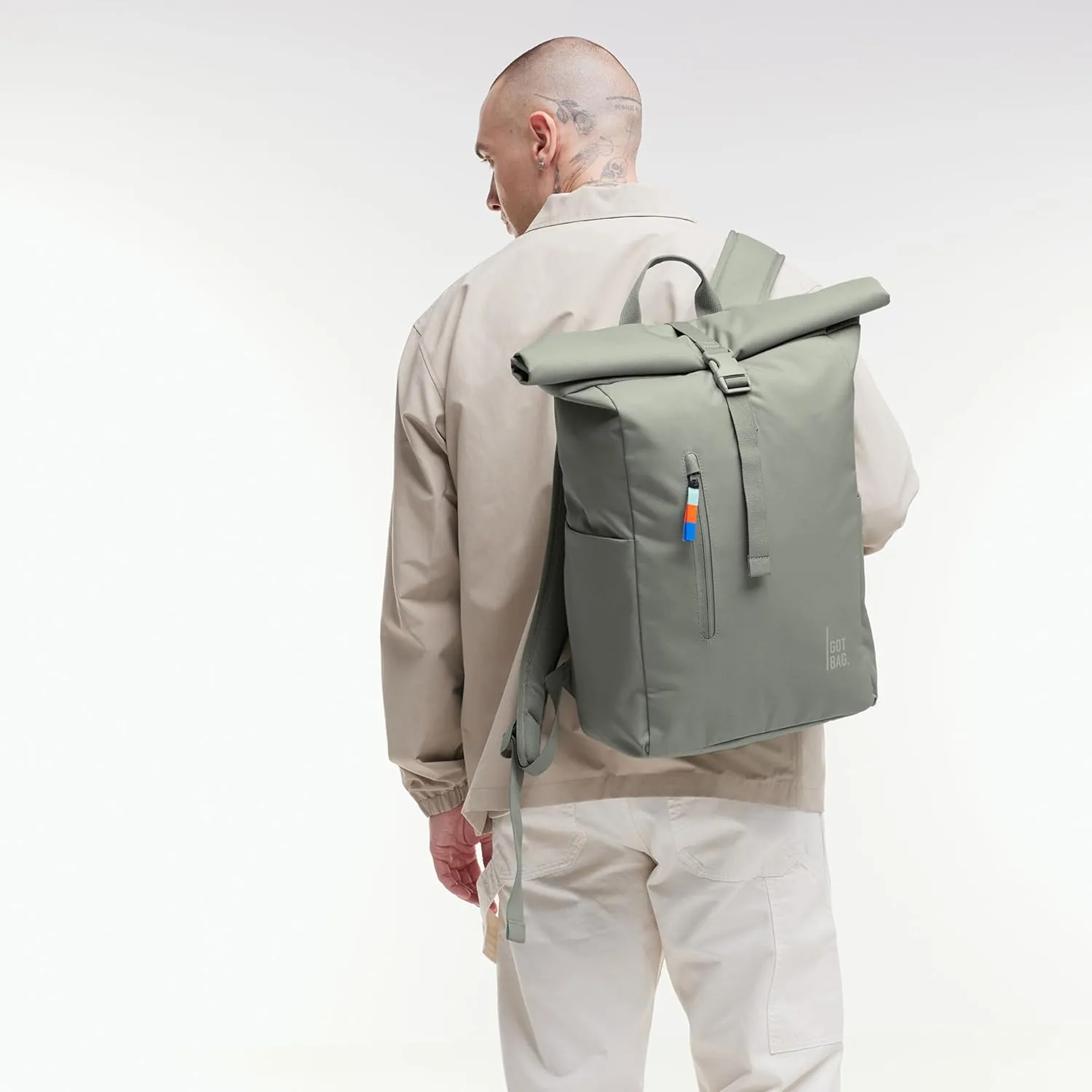 GOT BAG - ROLLTOP EASY Backpack, Backpack for Hiking & Travel with a 16” Laptop Sleeve, Eco-Conscious Bag Made of Recycled Ocean Impact Plastic™ (Bass Color)