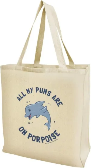 GRAPHICS & MORE All My Puns Are On Porpoise Purpose Funny Humor Grocery Travel Reusable Tote Bag