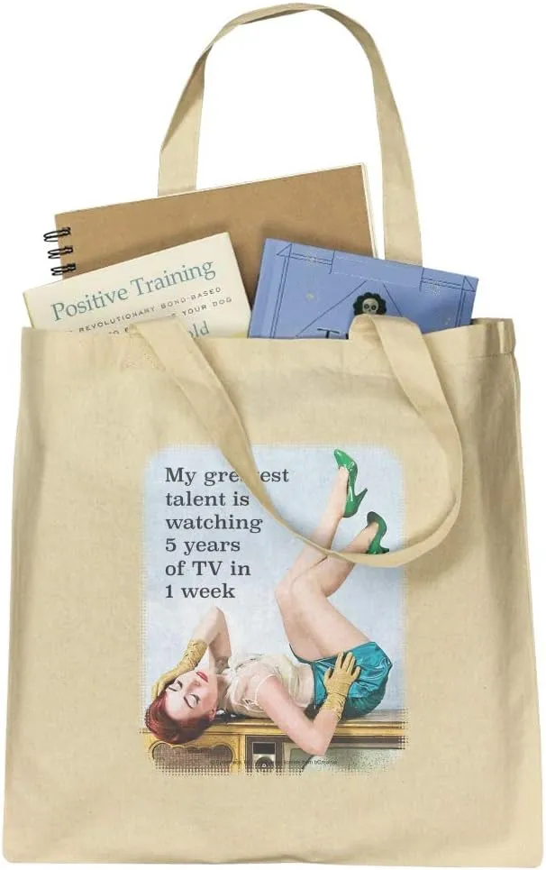 GRAPHICS & MORE Greatest Talent Watching 5 Years TV in 1 Week Funny Humor Grocery Travel Reusable Tote Bag