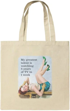 GRAPHICS & MORE Greatest Talent Watching 5 Years TV in 1 Week Funny Humor Grocery Travel Reusable Tote Bag