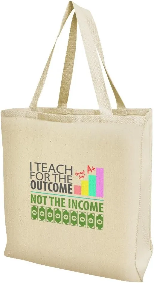 GRAPHICS & MORE I Teach For the Outcome Not the Income Grocery Travel Reusable Tote Bag